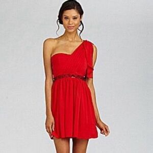 Jessica Simpson Red One Shoulder Mini Party Dress